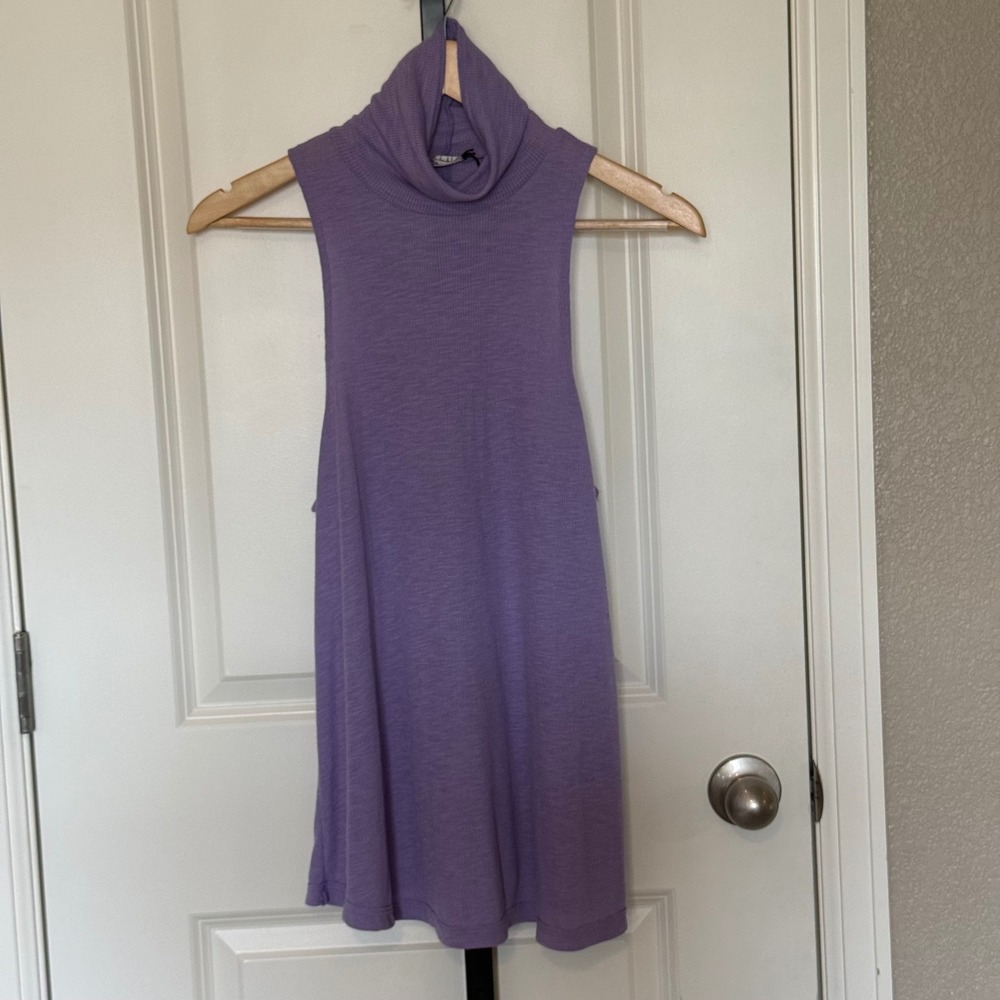 Free People Intimately Topanga Sleeveless Turtleneck Lilac Purple Ribbed Top M - Picture 3 of 10